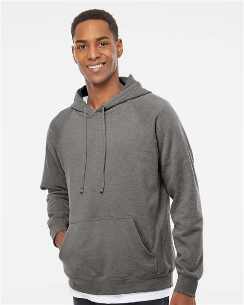 Independent Trading Co. Unisex Special Blend Raglan Hooded Sweatshirt — Nickel — On model · front