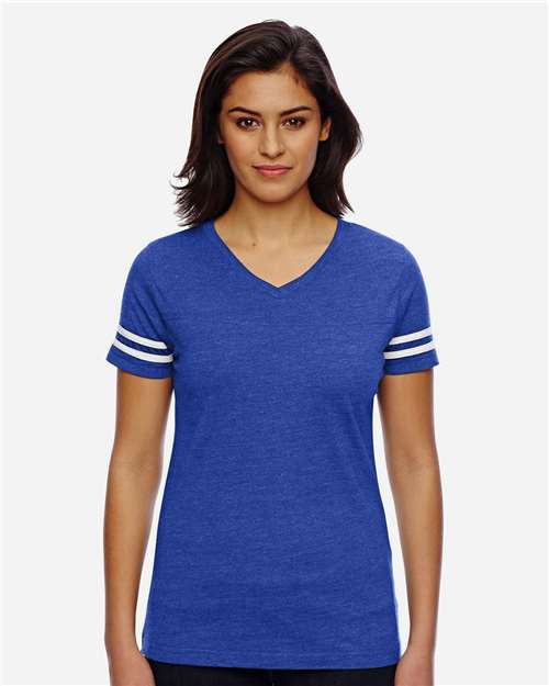Live & Tell by LAT Women's Football V-Neck Fine Jersey Tee