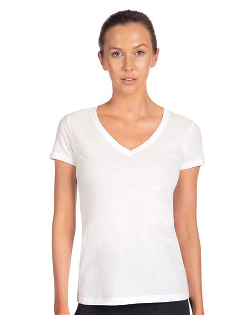 Next Level Women's Ideal V-Neck Tee — White — On model · front