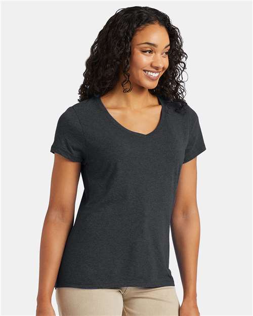 Hanes Women's Perfect-T Triblend V-Neck T-Shirt — Slate Triblend — On model · front