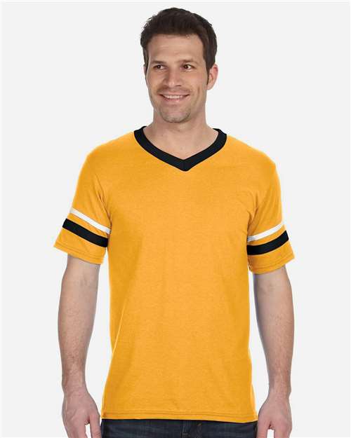 Augusta Sportswear V-Neck Jersey with Striped Sleeves