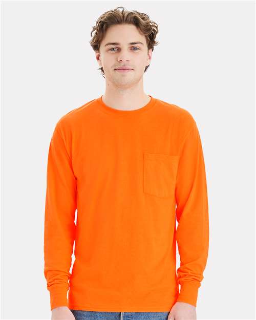 Hanes Unisex Workwear Long Sleeve Pocket T-Shirt