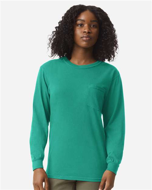 Comfort Colors Unisex Garment-Dyed Heavyweight Long Sleeve Pocket T-Shirt