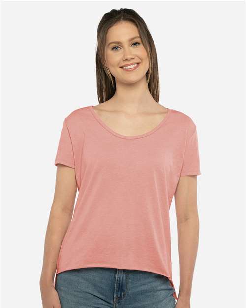 Next Level Women's Festival Scoop Neck Tee — Desert Pink — On model · front