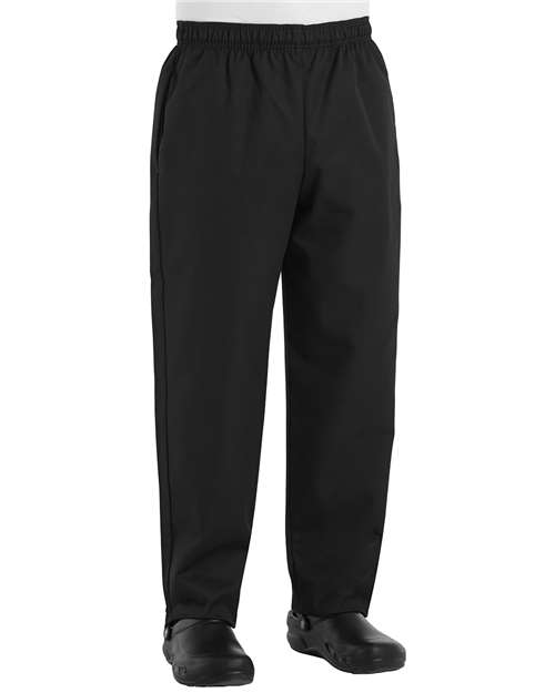 Chef Designs Baggy Chef Pants — Black — On model · front