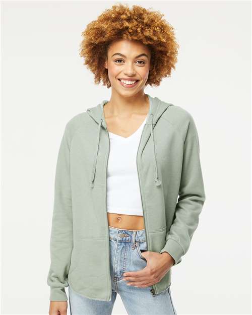 Independent Trading Co. Women's California Wave Wash Full-Zip Hooded Sweatshirt