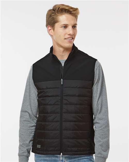 DRI DUCK Men's Summit Soft Shell Puffer Vest — Black — On model · front