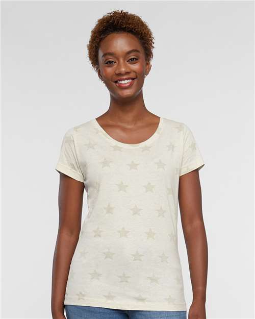 Code Five Women's Star Print Scoop Neck Tee