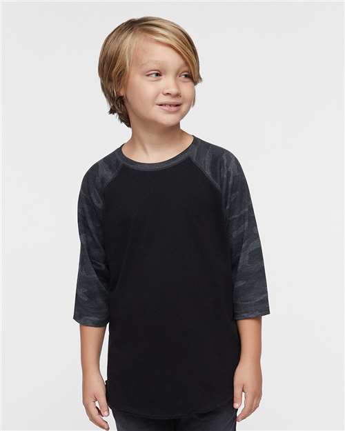 Live & Tell by LAT Youth Baseball Fine Jersey Three-Quarter Sleeve Tee