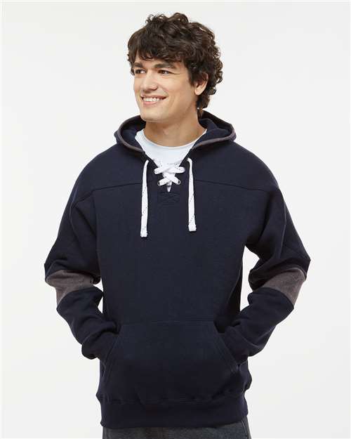 J. America Men's Sport Lace Colorblocked Fleece Hooded Sweatshirt