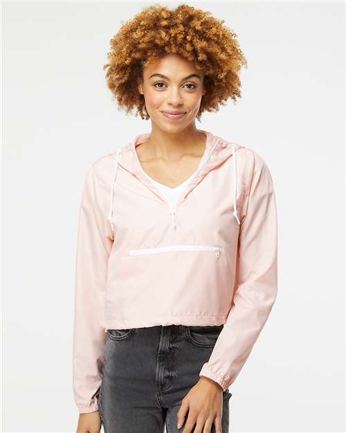 Independent Trading Co. Women's Lightweight Quarter-Zip Pullover Crop Windbreaker