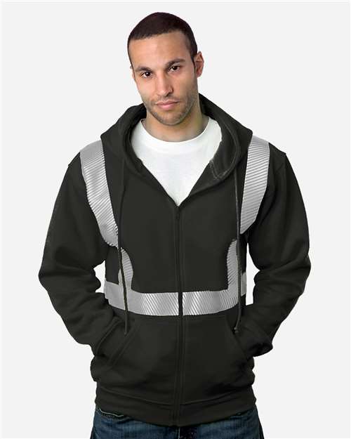 Bayside USA-Made Hi-Visibility Full-Zip Hooded Sweatshirt - Segmented Tape —