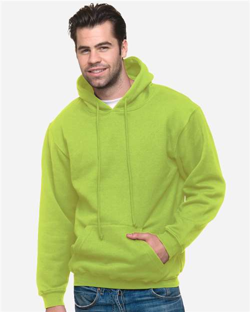 Bayside Unisex Union-Made Hooded Sweatshirt — Lime Green — On model · front
