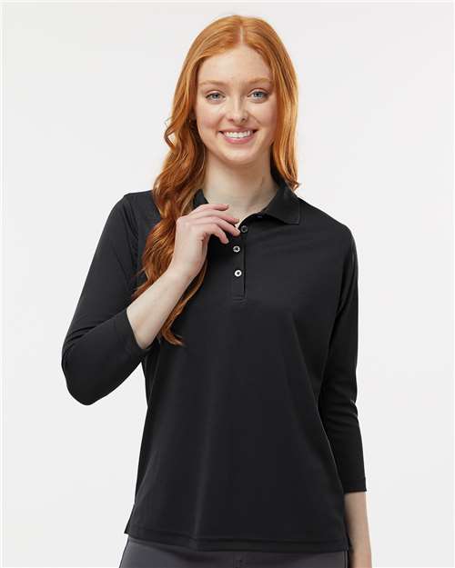 Paragon Women's Lady Palm Three-Quarter Sleeve Polo — Black — On model · front
