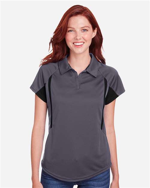 Holloway Women's Two-Tone Avenger Polo — Graphite/ Black — On model · front