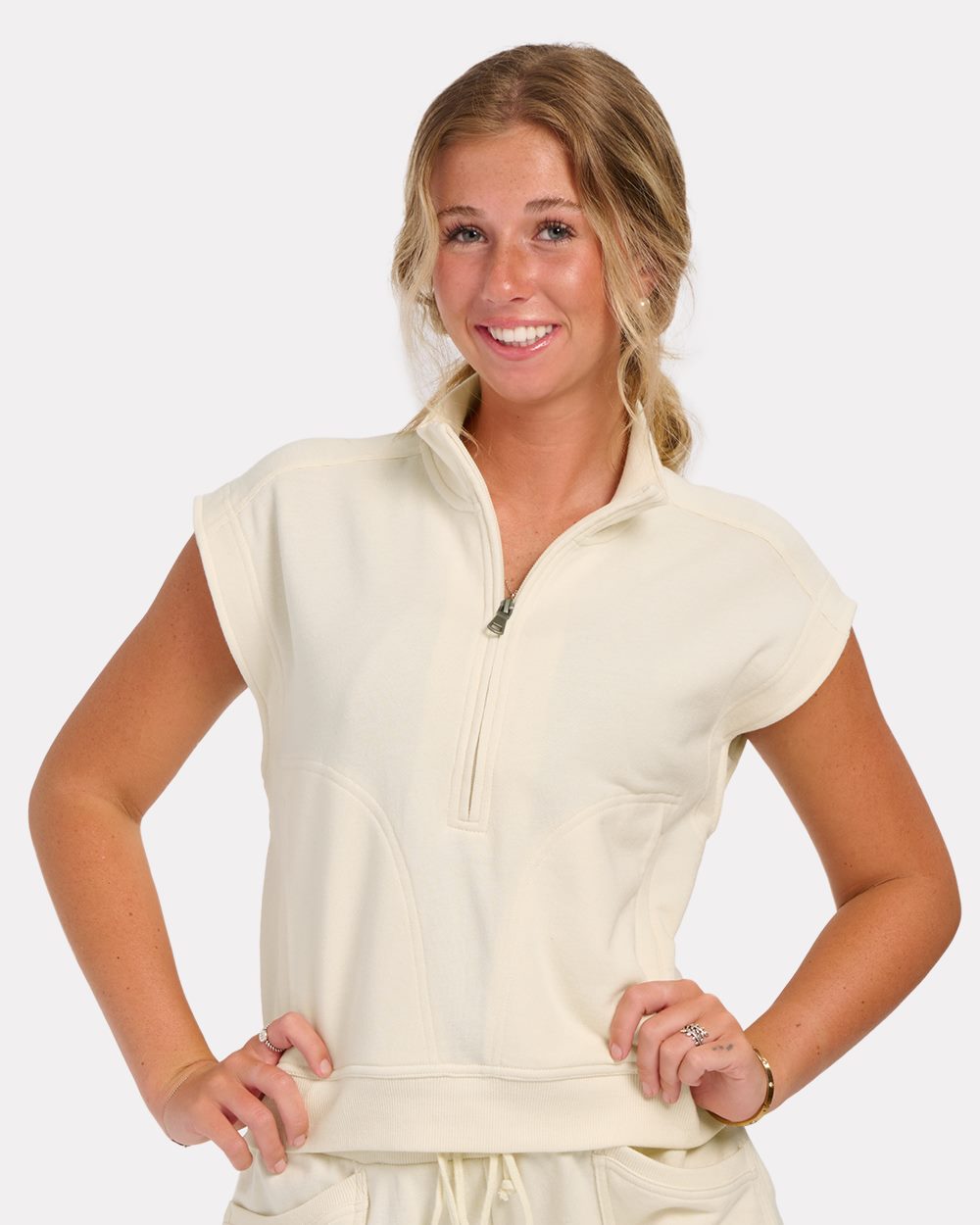 Boxercraft Women's French Terry Half-Zip Short Sleeve Sweatshirt —