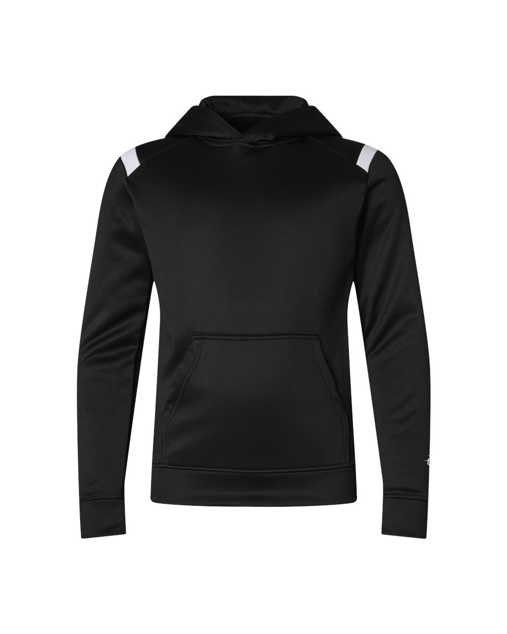 Badger Youth On The Rise Performance Hooded Sweatshirt — White/ Black